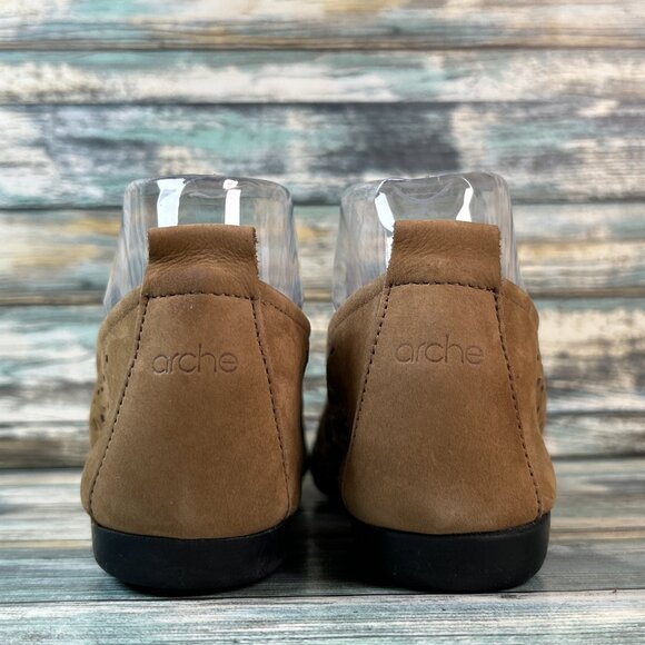 Arche Lily Ballerina Flats Womens 6 Brown Nubuck Calfskin Leather Slip On Shoes - Picture 6 of 10
